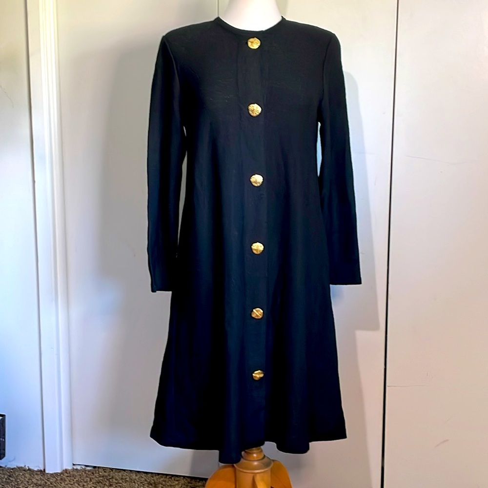 Vintage Alnoral by Al Spokavicius 1980' Black Wool Blend Knit Sweater Dress